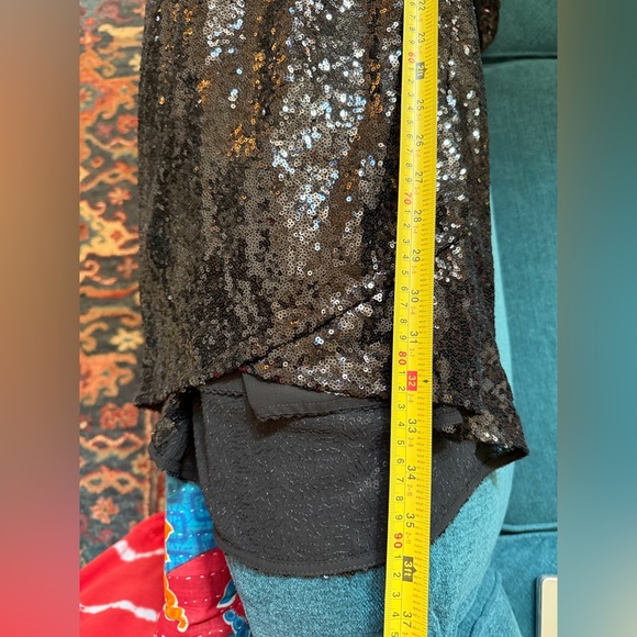 Anthropologie Sequin Mini Wrap Dress in Black XS - Picture 13 of 16